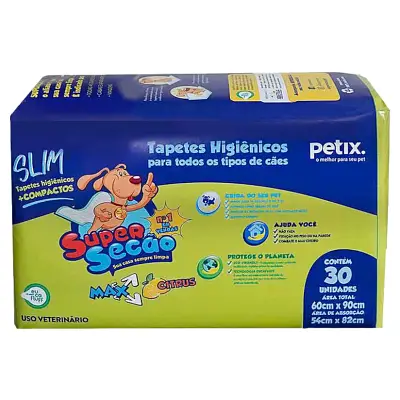 Tapete Higiênico Super Secao Max Citrus Slim com 30 Unidades