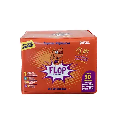 Tapete Higiênico Para Cães Super Secão Flop Slim Com 50 Unidades