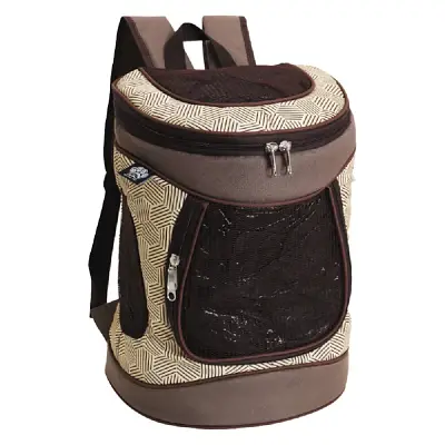 Mochila de Transporte Saks Cães e Gatos com Tela Frontal Marrom