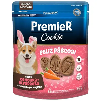 Biscoito Premier Cookies Para Cães Adultos Porte Pequeno Páscoa 250g