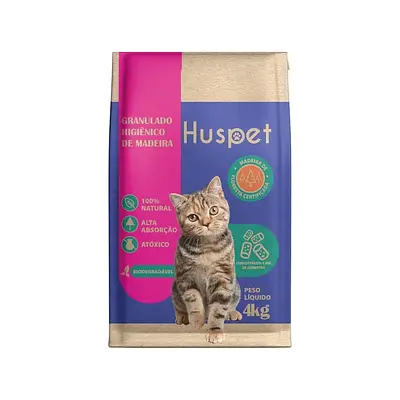 Granulado Higiênico de Madeira Huspet 4kg