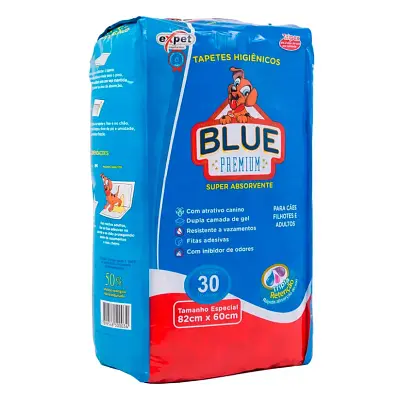 Tapete Higiênico Expet Blue Premium 82X60Cm 30 Unidades