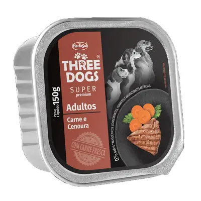 Ração Úmida Three Dogs Special Adultos Carne e Cenoura Patê 150g