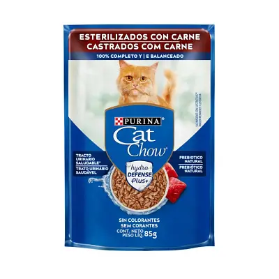 Ração Úmida Nestlé Purina Cat Chow Castrados Carne ao Molho Sachê 85g