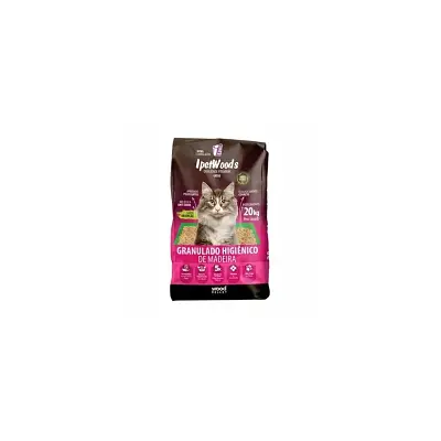 Granulado Higiênico De Madeira Ipet Wood S Gatos 20kg