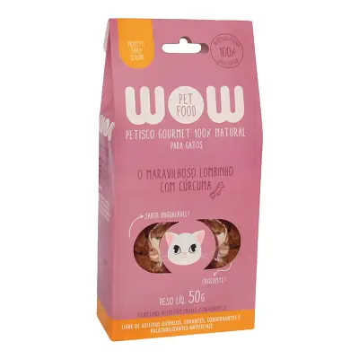 Petisco Para Gatos Wow Gourmet Natural Lombinho e Cúrcuma 50g