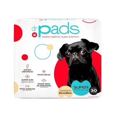 Tapete Higiênico Para Cães Dr Pads 90x60 30 unidades