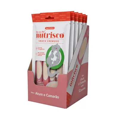 Snack Cremoso para Gatos Nutrisco Atum e Camarão Caixa com 48 Sachês