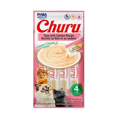 Purê Churu Petisco Cremoso para Gatos Atum com Salmão 56g