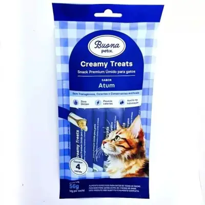 Snack Buona Petix Creamy Sabor Atum para Gatos 56g