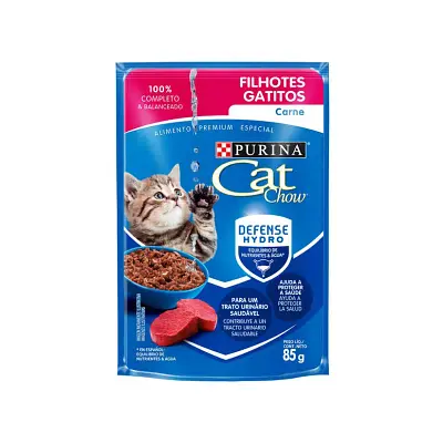 Ração Úmida Nestlé Purina Cat Chow Filhotes Carne ao Molho Sachê 85g