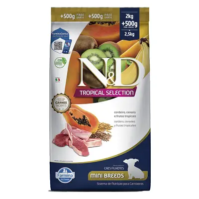 Ração ND Tropical Selection Para Cães Puppy Mini Cordeiro Leve 2,5kg e Pague 2kg