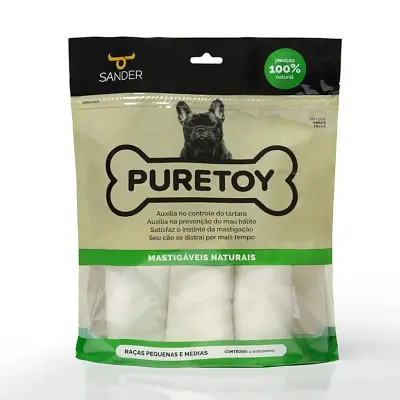 Kit Mastigáveis Para Cães Puretoy Raça Pequena e Média 3" 4" Com 4 Unidades