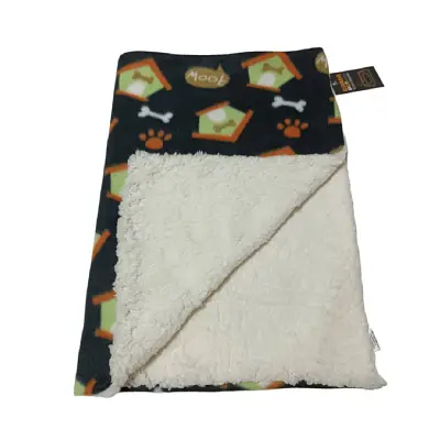 Manta Soft para Cães e Gatos Ossinho Preto Lã Sherpa Ovelha CamaPet