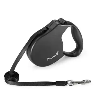 Guia Retrátil Cães Mimo Safe Walk Emborrachada Até 11kg Preto