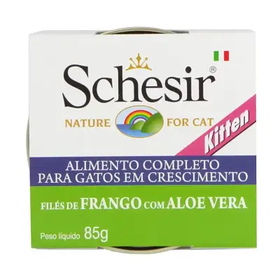 Ração Úmida Schesir Patê Gatos Filhotes Frango com Aloe 85g