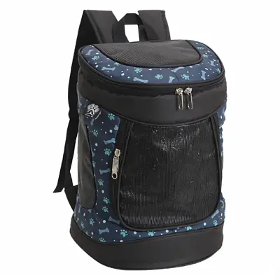 Mochila de Transporte Saks Cães e Gatos com Tela Frontal Azul