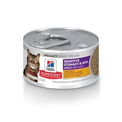 Ração Úmida Hill s Science Diet Pele Sensível para Gatos Adultos Sabor Frango e Vegetais 82g