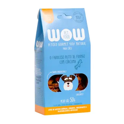 Petisco Para Cães Wow Gourmet Natural Frango e Cúrcuma 50g