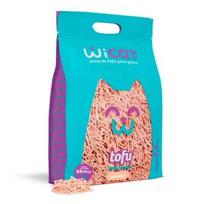 Granulado Higiênico Para Gatos WiCat Tofu Pêssego 2,1kg