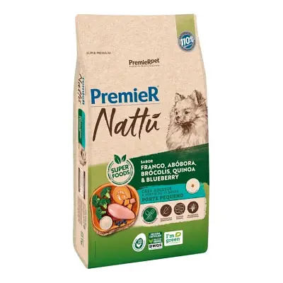 Ração Premier Nattu Cães Adultos Pequeno Porte Frango e Abóbora 1kg
