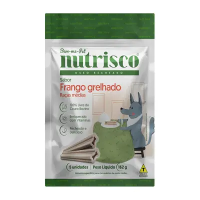 Osso Cães Recheado Nutrisco Frango Grelhado Raças Médias - 162g