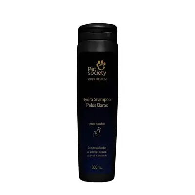 Shampoo Pet Society Pelos Claros Premium Para Cães e Gatos 300ml