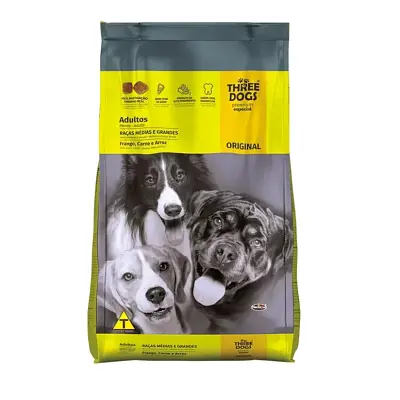 Ração Cães Three Dogs Original Adultos Raças Médias e Grandes 15kg