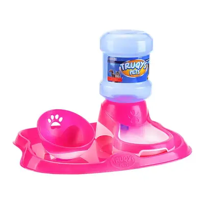 Kit Bandeja Truqys Pets Comedouro e Bebedouro Design Inclinado Rosa 2L