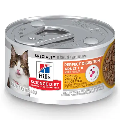 Ração Úmida Hill s Science Diet Digestão Perfeita para Gatos Adultos Sabor Frango e Vegetais 82g