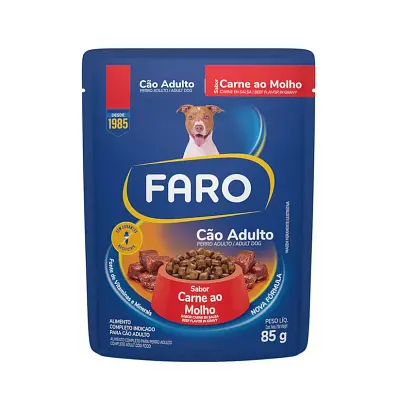 Ração Úmida Faro para Cães Adultos Sabor Carne Sachê 85g