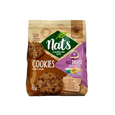 Biscoito Cães Nats Cookie Carne e Cereais NatDigest 65g