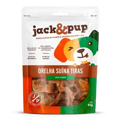 Petisco para Cães Orelha Suína em Tiras Jack&Pup 80g
