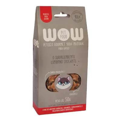 Petisco Para Gatos Wow Gourmet Natural Lombinho Desidratado 50g