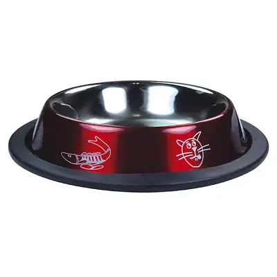 Comedouro Gatos Jambo Inox Anti Derrapante Vermelho