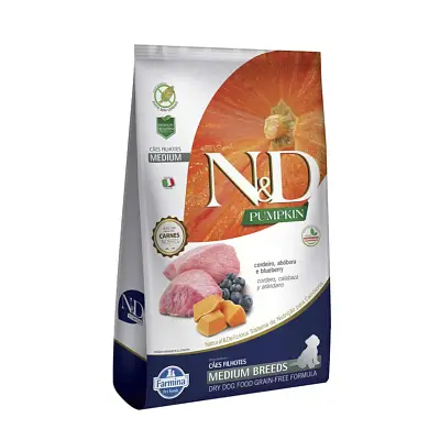 Ração Nd Pumpkin Cães Filhotes Medium Cordeiro 10,1kg