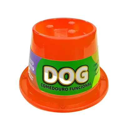 Comedouro Cães Pet Toys Funcional Lento Antiformiga Laranja Neon 250ml