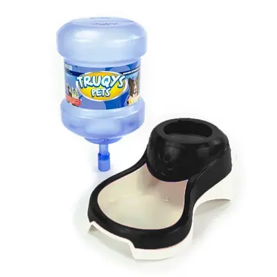 Kit Bandeja Truqys Pets Comedouro e Bebedouro Design Inclinado Preto 2L