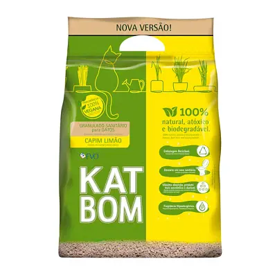 Areia Higiênica Katbom Para Gatos Granulado Capim Limão 3kg