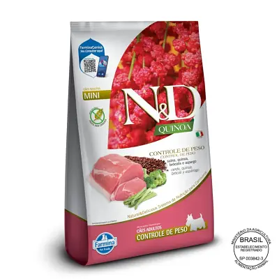 Ração Nd Quinoa Cães Adultos Mini Controle de Peso SuÍno 7Kg