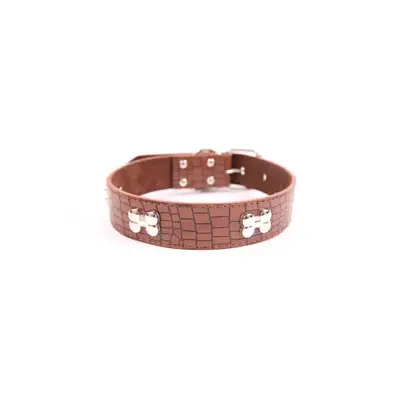Coleira Cães The Pets Luxo Couro Croco GG
