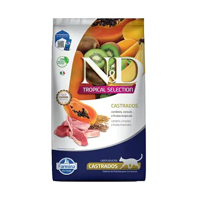 Ração ND Tropical Selection para Gatos Castrados Cordeiro 1,5kg