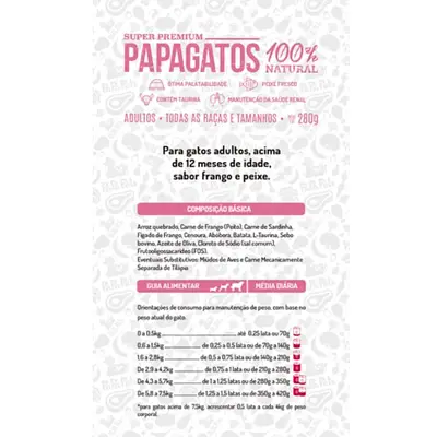 Alimento Natural Papapets Papagatos Para Gatos Adultos 280g