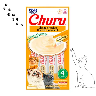 Purê Churu Petisco Cremoso para Gatos Galinha 56g Kit 10 Unidades