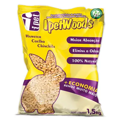 Granulado Higienico De Madeira Ipet Wood S Hamster - 1,5Kg