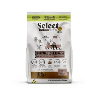 Ração Select by Monello Digestão Equilibrada Cães Adultos Raças Médias e Grandes 10,1Kg