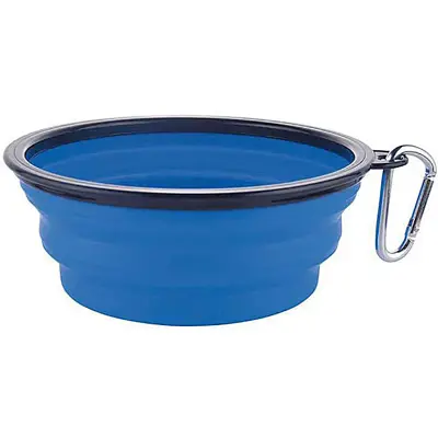 Comedouro Cães Jambo Plástico Retrátil Azul Grande