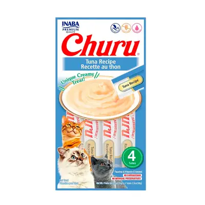 Purê Churu Petisco Cremoso para Gatos Atum 56g Kit 5 Unidades