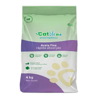 Areia Higiênica Cat Life Bio Grãos Finos 4kg