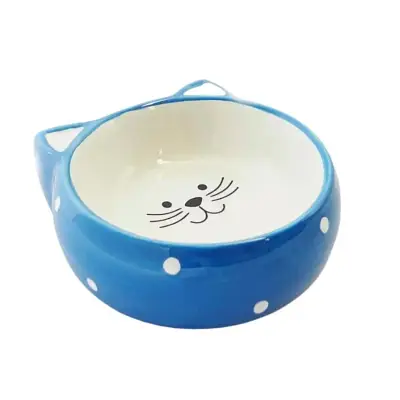 Comedouro Gatos The Pets Porcelana Face Cat/Fundo Azul 200ml